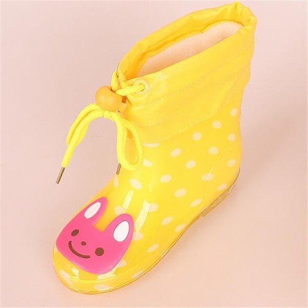 New Autumn Winter Rain Boots Children With Plush Warm Ankle Boots Boys Baby Toddler PVC Waterproof Water Shoes Kids Girls 03B