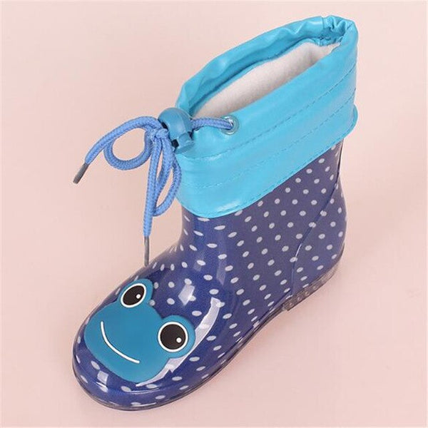 New Autumn Winter Rain Boots Children With Plush Warm Ankle Boots Boys Baby Toddler PVC Waterproof Water Shoes Kids Girls 03B