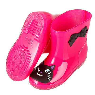 New Autumn Winter Rain Boots Children With Plush Warm Ankle Boots Boys Baby Toddler PVC Waterproof Water Shoes Kids Girls 03B