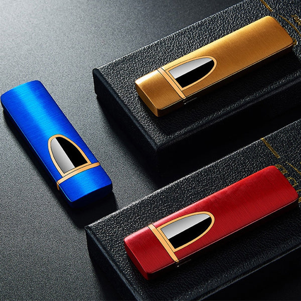 Business Style Rechargeable Charging Electric Electronic USB Lighter Plasma Cigarette Lighter gift for smoking Cigarette Tools