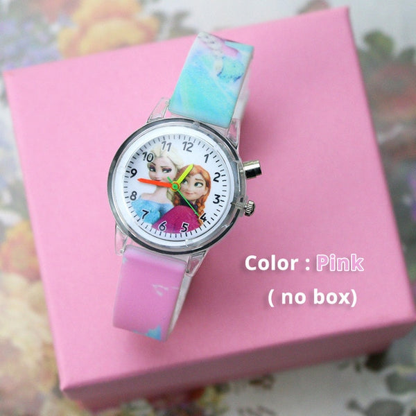 Princess Girls Watch with Bracelet Colorful Light Source Cartoon Kids Watches Party Clock Wrist reloj infantil Relogio Feminino