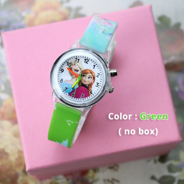 Princess Girls Watch with Bracelet Colorful Light Source Cartoon Kids Watches Party Clock Wrist reloj infantil Relogio Feminino