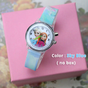 Princess Girls Watch with Bracelet Colorful Light Source Cartoon Kids Watches Party Clock Wrist reloj infantil Relogio Feminino