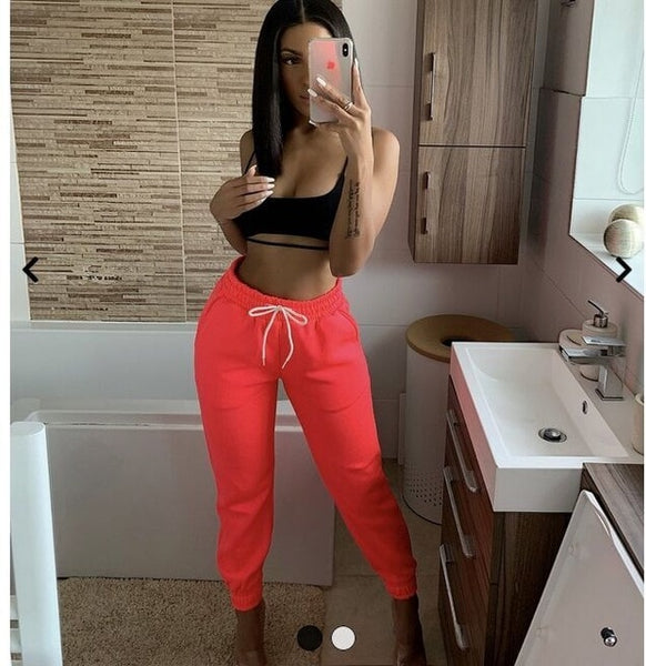 Women Casual Sweatpants Jogger Dance Harem Pants Sports Baggy Trousers solid  fitness pants Casual Girls Drawstring Long Pants