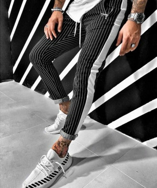 New Mens Tracksuit Bottoms Gym Sports Striped Pants Jogging Jogger Running Trousers Size Athletics