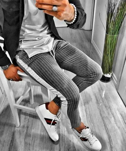New Mens Tracksuit Bottoms Gym Sports Striped Pants Jogging Jogger Running Trousers Size Athletics