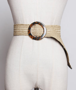 [EAM] 2020 New Spring Summer Knittting Buckle Split Joint  Personality Long Wide Belt Women Fashion Tide All-match JT469