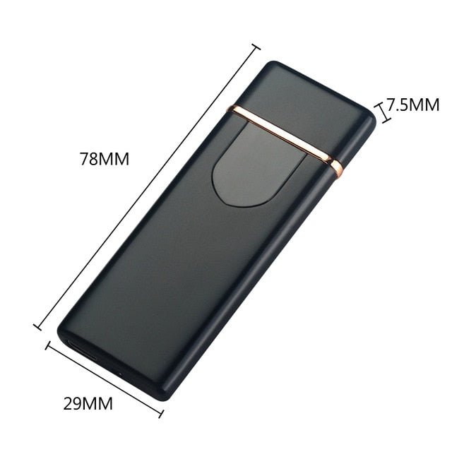 Charging USB Lighter Touch Mode Induction Windproof Electronic Ultra-Thin Lighter Custom Metal Double Arc Lighter