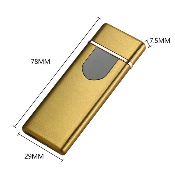 Charging USB Lighter Touch Mode Induction Windproof Electronic Ultra-Thin Lighter Custom Metal Double Arc Lighter