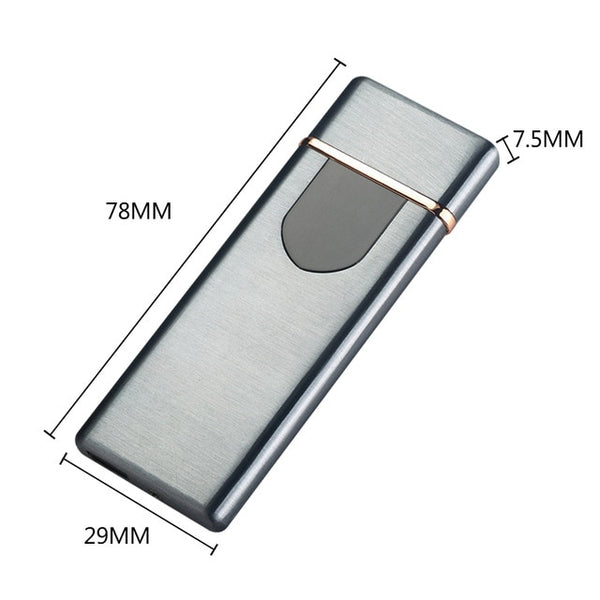 Charging USB Lighter Touch Mode Induction Windproof Electronic Ultra-Thin Lighter Custom Metal Double Arc Lighter