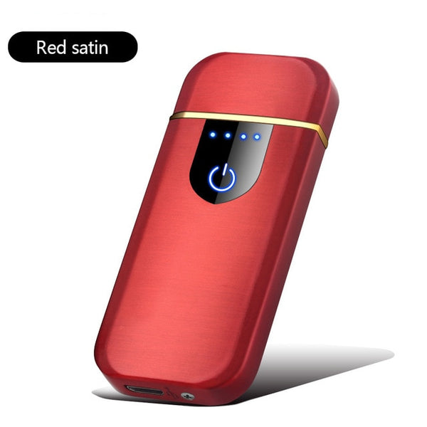 Charging USB Lighter Touch Mode Induction Windproof Electronic Ultra-Thin Lighter Custom Metal Double Arc Lighter