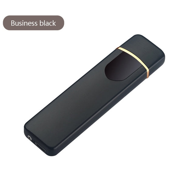 Charging USB Lighter Touch Mode Induction Windproof Electronic Ultra-Thin Lighter Custom Metal Double Arc Lighter