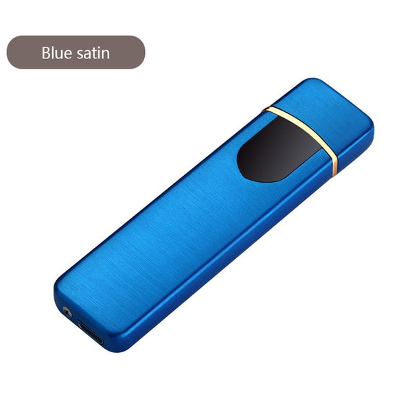 Charging USB Lighter Touch Mode Induction Windproof Electronic Ultra-Thin Lighter Custom Metal Double Arc Lighter