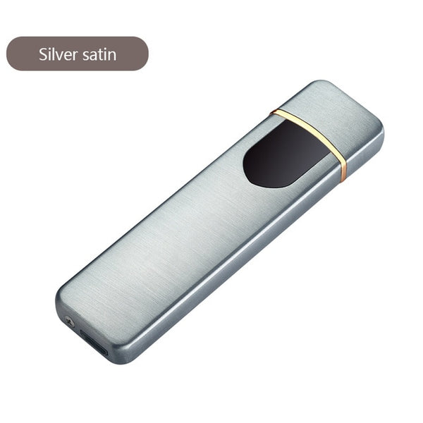 Charging USB Lighter Touch Mode Induction Windproof Electronic Ultra-Thin Lighter Custom Metal Double Arc Lighter