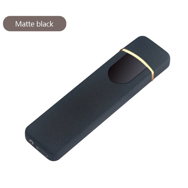 Charging USB Lighter Touch Mode Induction Windproof Electronic Ultra-Thin Lighter Custom Metal Double Arc Lighter