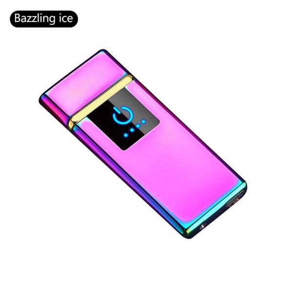 Charging USB Lighter Touch Mode Induction Windproof Electronic Ultra-Thin Lighter Custom Metal Double Arc Lighter