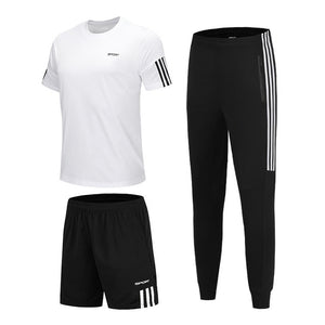 3 Pcs/Sets Sports T-Shirt Men's Suits Running Shrits+Sports Shorts+Jogging Pants Mens Sportswear Suit Soccer Play Gym Sets 2020