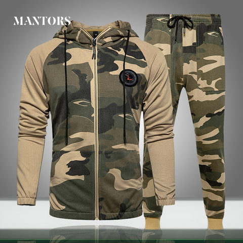 Men Sets Camouflage Casual Tracksuit 2020 Spring New Camo Jacket+Pants Sets Men's Sportswear Hooded Sweatshirt Sweatsuit Outdoor