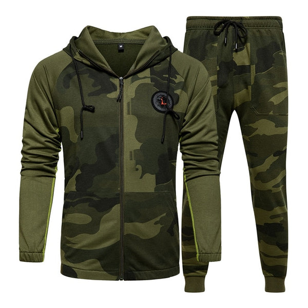 Men Sets Camouflage Casual Tracksuit 2020 Spring New Camo Jacket+Pants Sets Men's Sportswear Hooded Sweatshirt Sweatsuit Outdoor