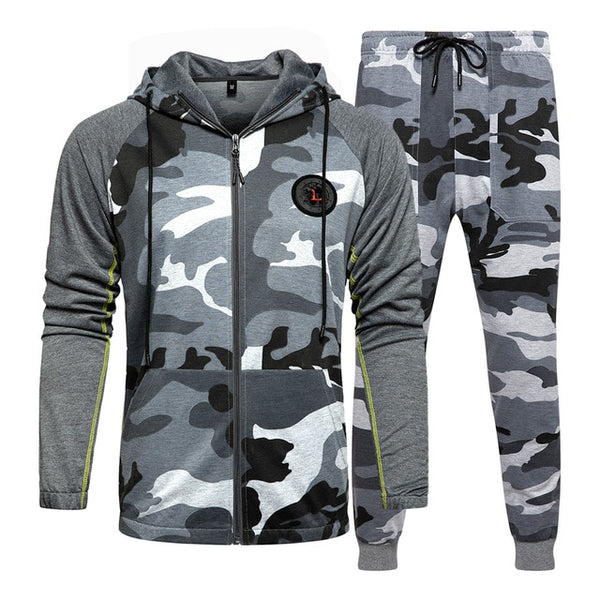 Men Sets Camouflage Casual Tracksuit 2020 Spring New Camo Jacket+Pants Sets Men's Sportswear Hooded Sweatshirt Sweatsuit Outdoor