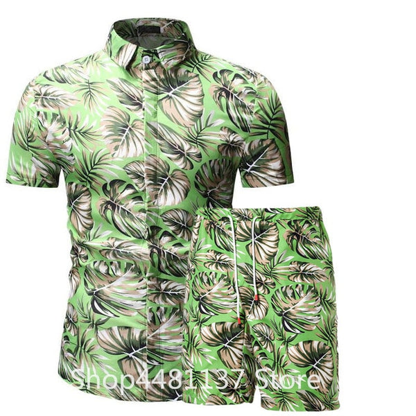 Fashion men clothes set summer Flower tshirt men slim fit casual t shirt men cotton short sleeve T-shirt sportwaer tracksuit 3XL