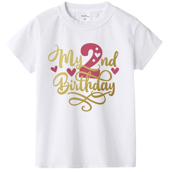 New Kids Boys Girls Summer Birthday T-shirts Short Sleeved T Shirt Size 1 2 3 4 5 6 7 8 9 Year Children Party Clothing Tees Tops