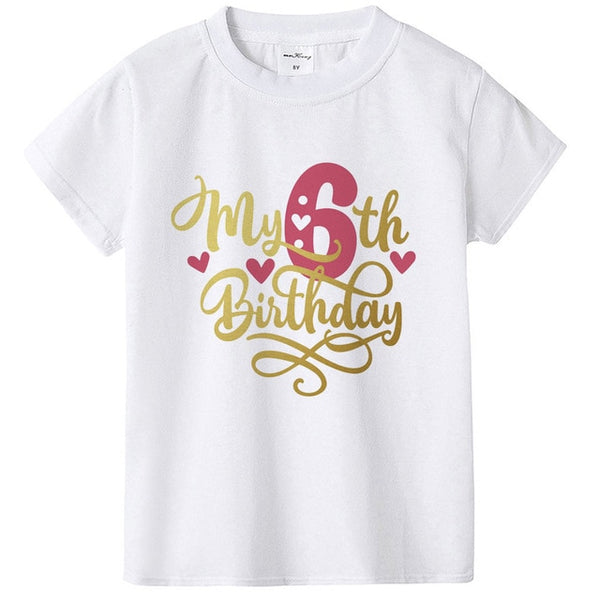 New Kids Boys Girls Summer Birthday T-shirts Short Sleeved T Shirt Size 1 2 3 4 5 6 7 8 9 Year Children Party Clothing Tees Tops