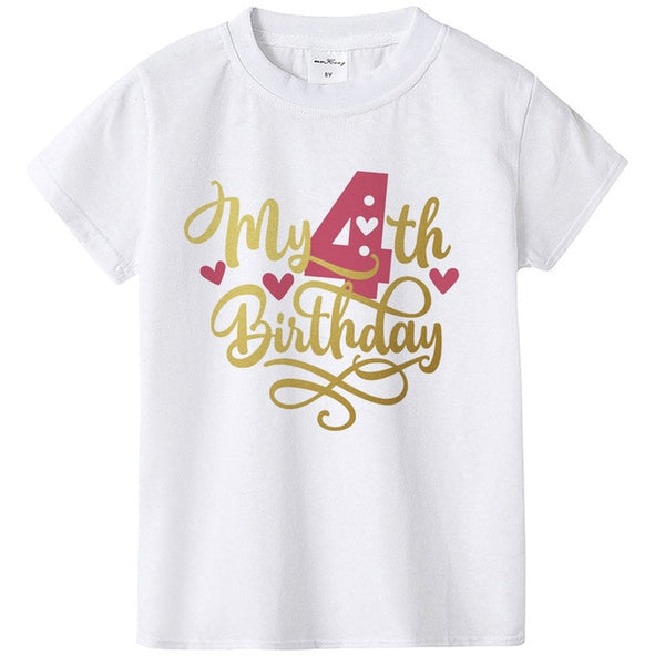 New Kids Boys Girls Summer Birthday T-shirts Short Sleeved T Shirt Size 1 2 3 4 5 6 7 8 9 Year Children Party Clothing Tees Tops