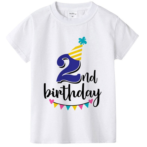 New Kids Boys Girls Summer Birthday T-shirts Short Sleeved T Shirt Size 1 2 3 4 5 6 7 8 9 Year Children Party Clothing Tees Tops