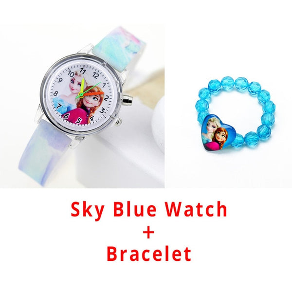 Princess Elsa Children Watches Spiderman Colorful Light Source Boys Watch Girls Kids Party Gift Clock Wrist Relogio Feminino