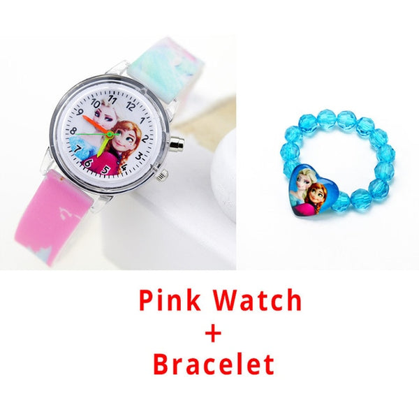 Princess Elsa Children Watches Spiderman Colorful Light Source Boys Watch Girls Kids Party Gift Clock Wrist Relogio Feminino