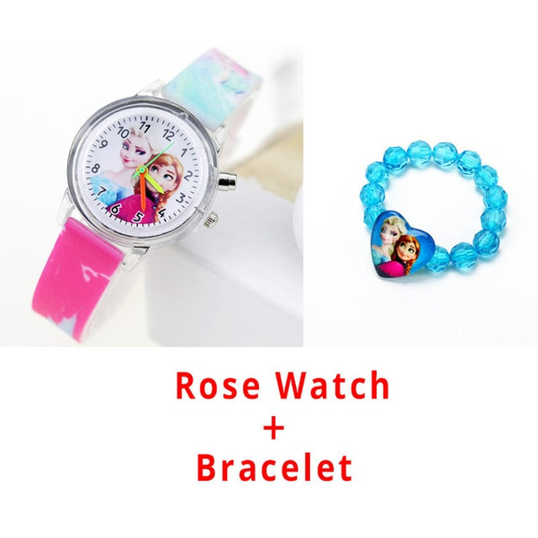 Princess Elsa Children Watches Spiderman Colorful Light Source Boys Watch Girls Kids Party Gift Clock Wrist Relogio Feminino