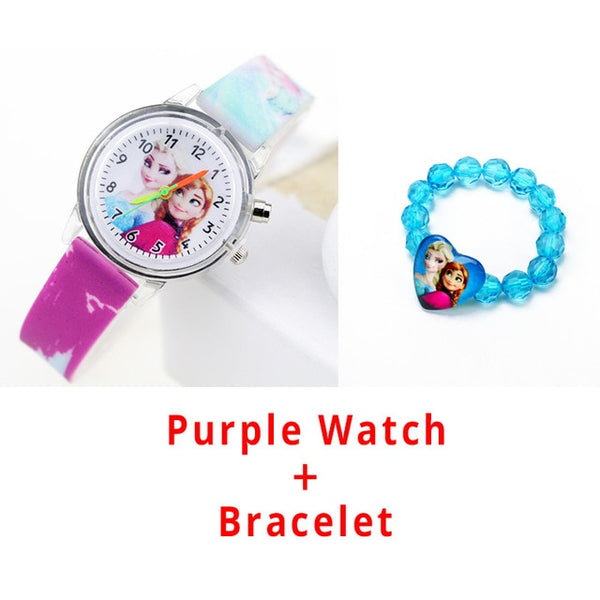 Princess Elsa Children Watches Spiderman Colorful Light Source Boys Watch Girls Kids Party Gift Clock Wrist Relogio Feminino