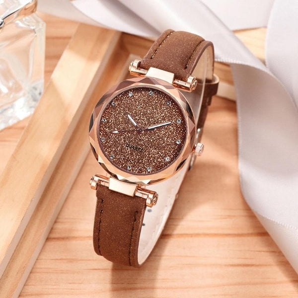 Women Watch Rhinestone Romantic Starry Sky WristWatch Fashion Ladies Leather Watch Clock for Women Relogio Feminino Montre Femme