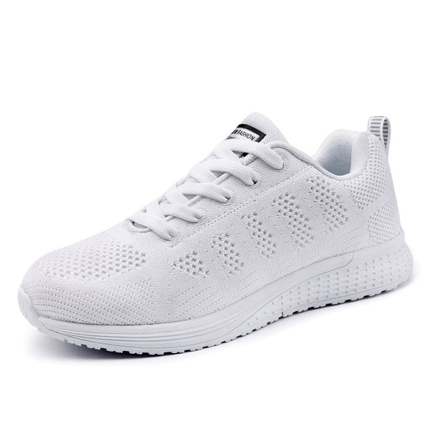 Women Casual Shoes Fashion Breathable Walking Mesh Lace Up Flat Shoes Sneakers Women 2019 Tenis Feminino White Vulcanized Shoes