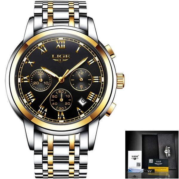 Relojes Hombre 2020 LIGE New Watches Men Luxury Brand Chronograph Male Sport Watches Waterproof Stainless Steel Quartz Men Watch