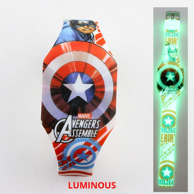 NEW Luminous Princess Elsa Children Watches Kids Spiderman Avengers Cartoon Pattern LED Girls Watch Reloj Infantil Wristwatches