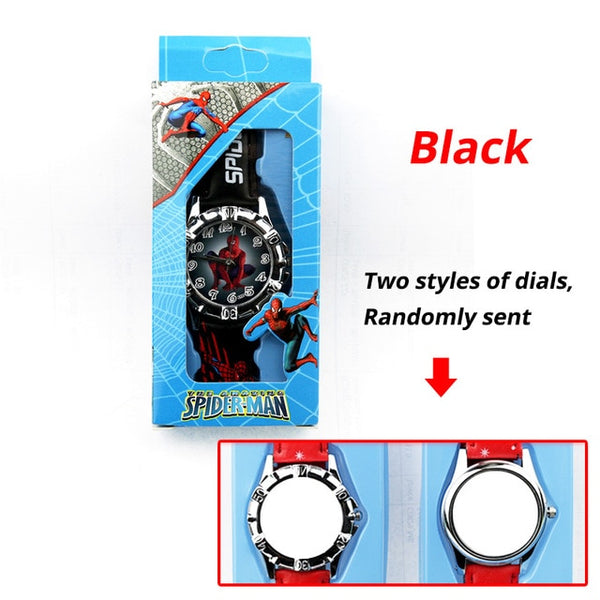 Children's Cartoon Spiderman Kids Watch Batman Supreman Child Watch Boys Leather Strap Quartz Watch With Box Reloj Nino Boy Gift