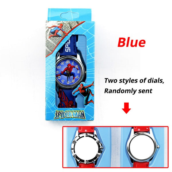 Children's Cartoon Spiderman Kids Watch Batman Supreman Child Watch Boys Leather Strap Quartz Watch With Box Reloj Nino Boy Gift