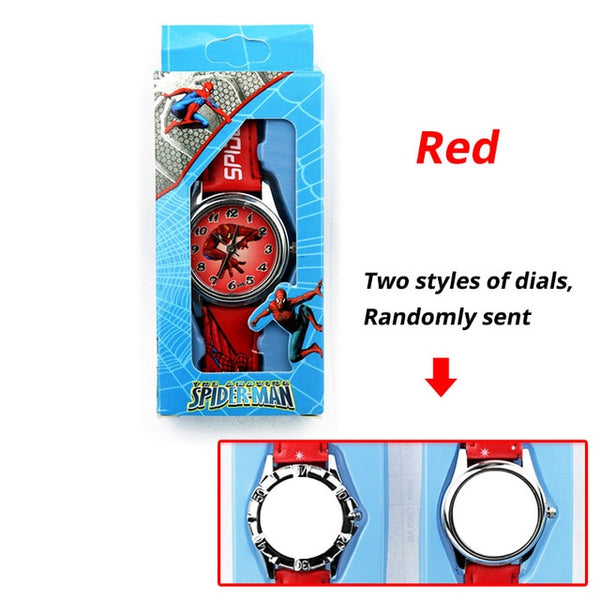 Children's Cartoon Spiderman Kids Watch Batman Supreman Child Watch Boys Leather Strap Quartz Watch With Box Reloj Nino Boy Gift