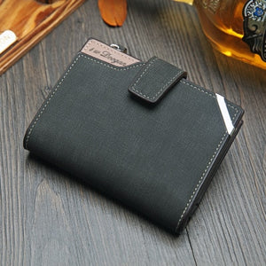 New Korean casual men's wallet Short vertical locomotive British casual multi-function card bag zipper buckle triangle folding