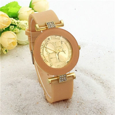 2018 New simple leather Brand Geneva Casual Quartz Watch Women Crystal Silicone Watches Relogio Feminino Wrist Watch Hot sale