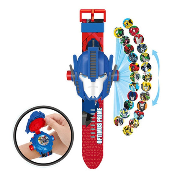 Children Watch The 3D Projection Cartoon Ultraman Spiderman Ironman Princess  Digital Watches  Kids Watches Toy