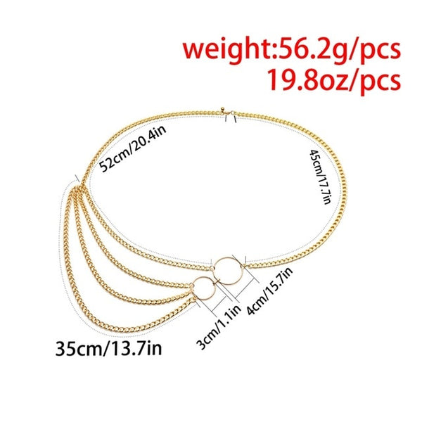 Women Fashion Belt Hip High Waist Gold Narrow Metal Chain Chunky Fringes