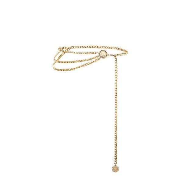 Women Fashion Belt Hip High Waist Gold Narrow Metal Chain Chunky Fringes