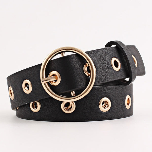 Black Leather Belt Women Metal Heart Buckle Waist Belt Vintage Western Carved Ladies Belt Waistband cinturon mujer