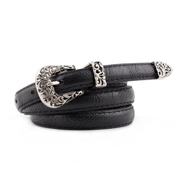 Black Leather Belt Women Metal Heart Buckle Waist Belt Vintage Western Carved Ladies Belt Waistband cinturon mujer