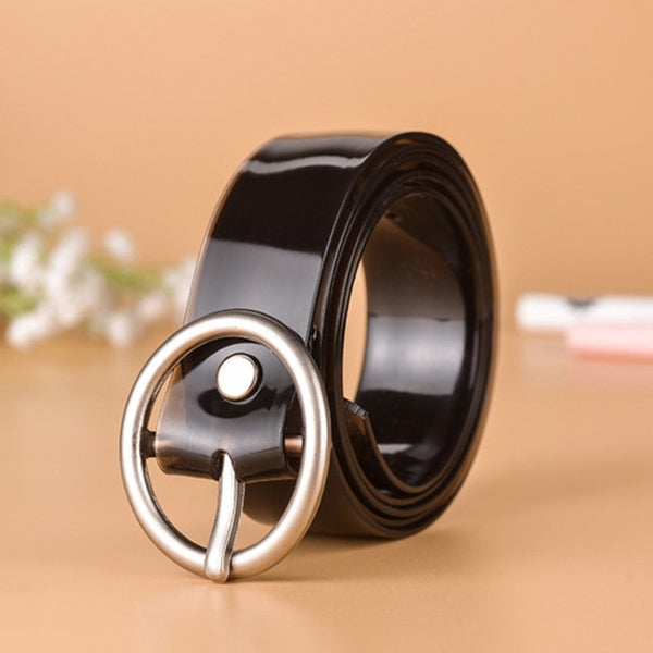 66 Styles 80cm Child PU Belt Gold Metal Round Buckle Short Waistband Boy Girl Kid Student Designer Jeans Transparent Waist Strap