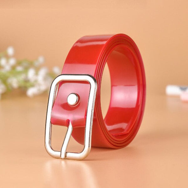 66 Styles 80cm Child PU Belt Gold Metal Round Buckle Short Waistband Boy Girl Kid Student Designer Jeans Transparent Waist Strap