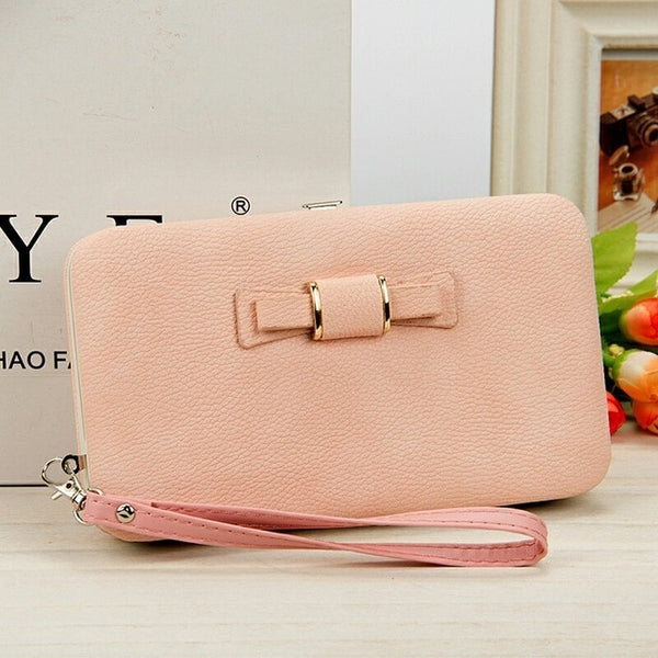 Wallet Female Women's Wallet Snap Coin Purse Phone Bag Bow Multi-card Bit Card Holder Purse Women Luxury  Billetera Mujer